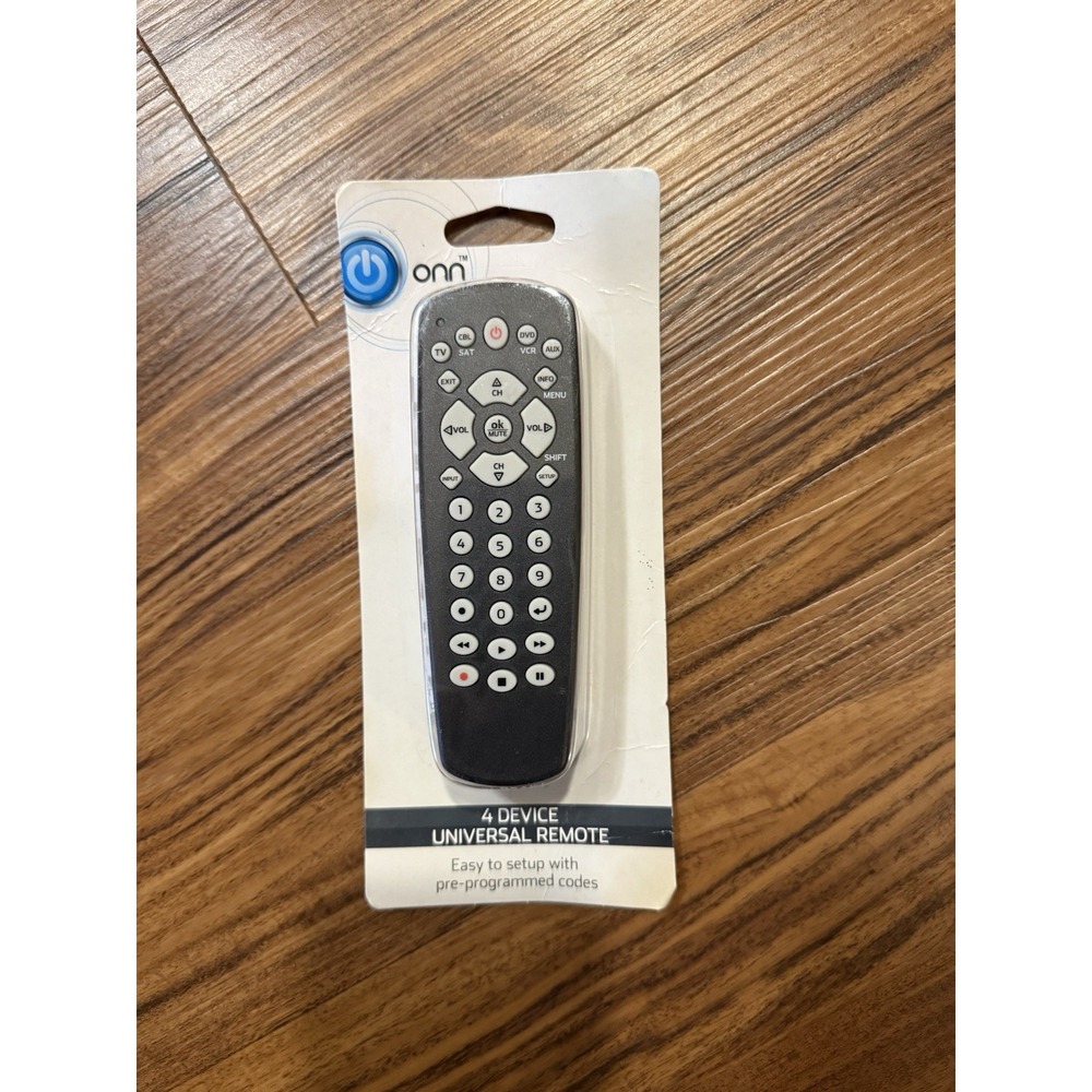 Onn 4 Device Universal Remote Black New ONB13AV004 TV DVD VCR CBL SAT Control